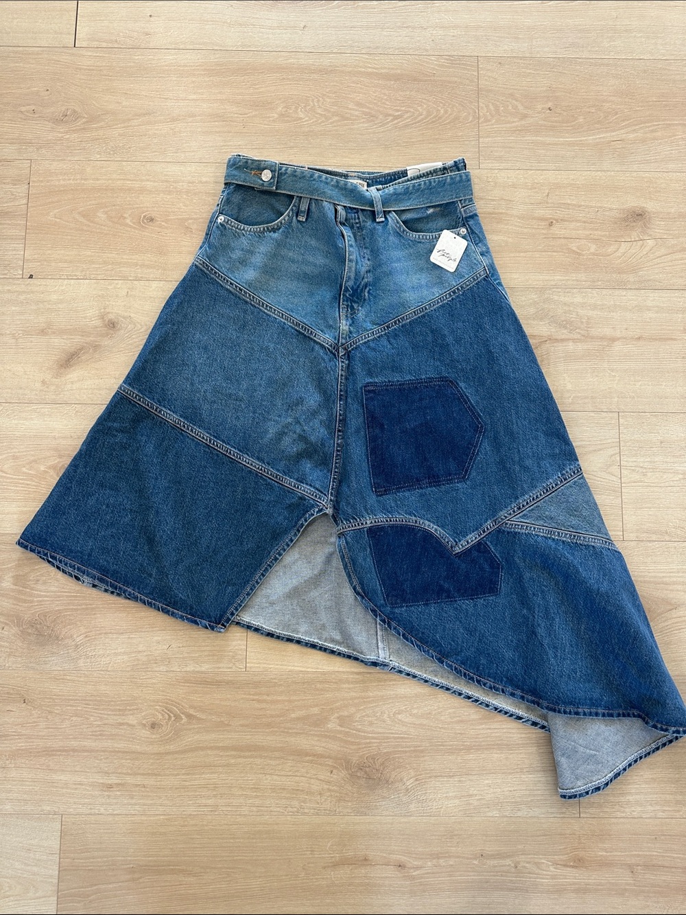 NWT We The Free Piece of Work Denim Midi Skirt - Picture 3 of 6